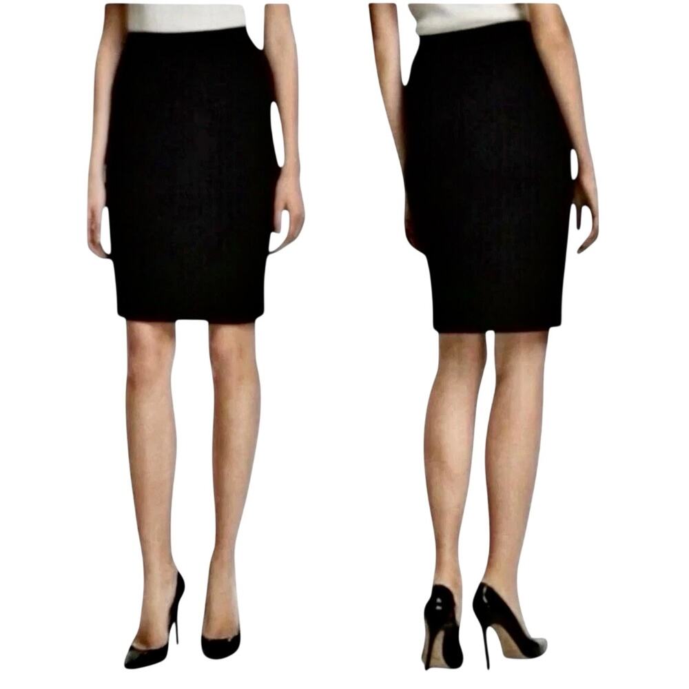 St. John Marie Gray Santana Knit Black Short Skirt Luxury Minimalist MSRP $795